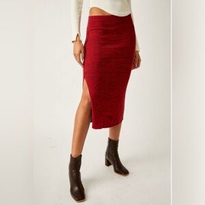 NWT Free People Golden Hour Midi Skirt in Mulberries Combo Size L
